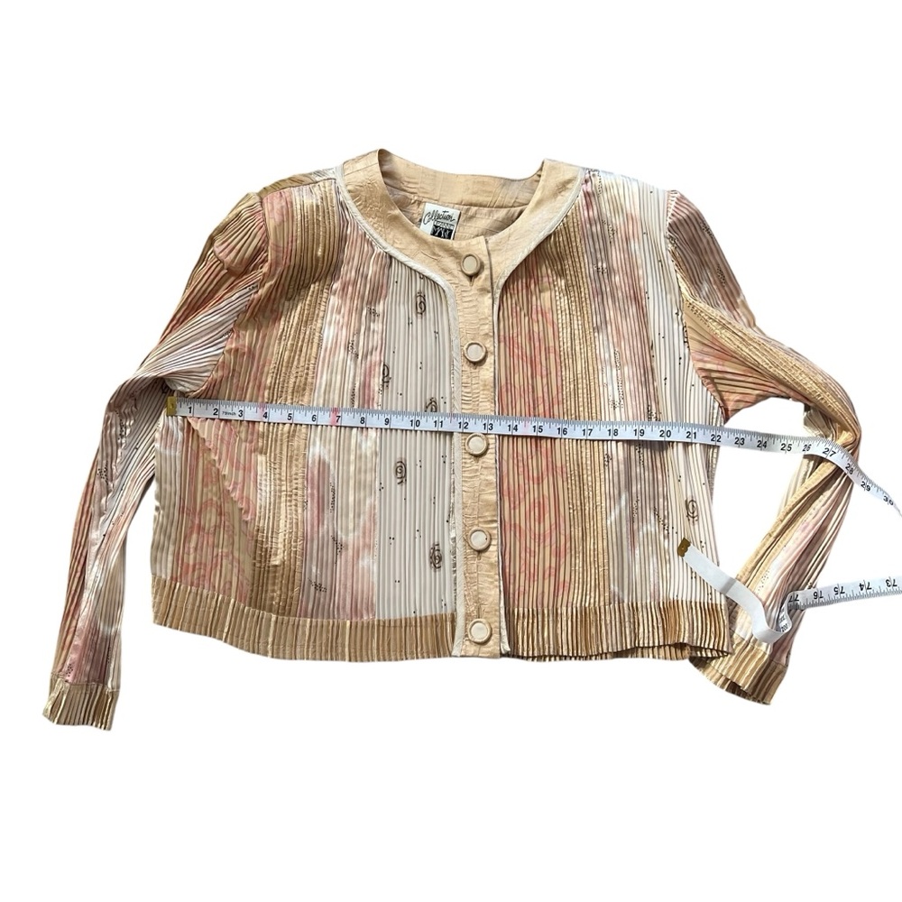Jeanne Marc Vintage Pleated Blazer Jacket and Laser Cut Skirt Set Sz Medium - Picture 12 of 16